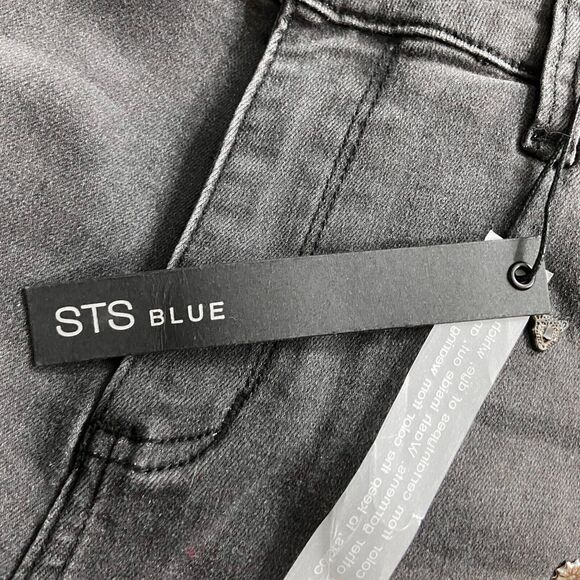 STS Blue Ashley High Rise Skinny Jeans Size 27 Faded Black Studded Raw Step-Hem - Picture 9 of 10